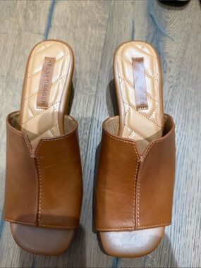 Kelsi Dagger Brown Leather Slip-On Mules